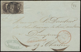 1850 N° 3 10c. Bruin In Paar, P.98, Enkele Afstempeling Op Paar, Niet Conform, Postbus W (Bornhem), Après Le Depart, Pra - 1849-1850 Médaillons (3/5)