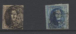 N° 3 10c. Bruin, Volrandig, P.45-Gand, Watermerk Vertoond Linkerboord, Geen Letters Zichtbaar, N° 4 20c. Blauw, Volrandi - 1849-1850 Medaillen (3/5)