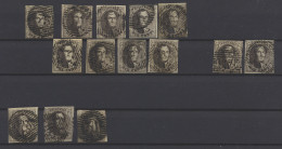 N° 3/3A 10c. Bruin Met Balkstempels P.31, P.105, P.78, Enz., Voor Plating En Variëteiten, Voor De Specialist (14 Exempla - 1849-1850 Medallions (3/5)