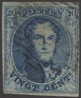 N° 4 20c. Blauw, Volrandig, Zm (OBP €70) - 1849-1850 Médaillons (3/5)