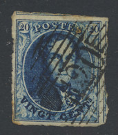 N° 4, 20c. Blauw, P.120-Doornik Dunne Baren, Met 2 Geburen, Ntz (OBP €70), Zm - 1849-1850 Medaillen (3/5)