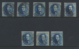 N° 4 20c. Blauw, 8 Volrandige Exemplaren, Speciaal Voor De Plaatverzamelaar, Zm (OBP €560) - 1849-1850 Medallions (3/5)