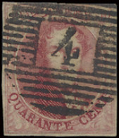 N° 5 '40c Karmijnroze' Bovenaan Nipt Gerand, Centrale Afst. P.4 Antwerpen, Zm/m (OBP € 575) - 1849-1850 Medaillen (3/5)