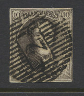 N° 6 10c. Bruin, Goed Gerand En Zeer Mooie Centrale Afst. D.2-Alost, Zm (OBP €10 + COBA €15) - 1851-1857 Medaillen (6/8)