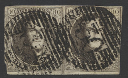 N° 6 10c. Bruin In Paar Met P.30-Couvin, Links Geraakt, Zm/ntz - 1851-1857 Medallions (6/8)