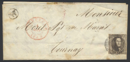 1852 N° 6 10c. Bruin, Brief Met Inhoud, Vanuit Peruwelz, Dd. 4 Augustus 1852, Postbus W In Zwarte Cirkel, Niet Vermeld I - 1851-1857 Medallions (6/8)