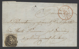 1856 N° 6 10c. Bruin, Met Bladboord, Op Brief Met Inhoud Dd. 10 Augustus 1856, Vanuit P.117-Thuin, Postbus C, Ham-Sur-He - 1851-1857 Medallions (6/8)