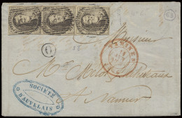 1856 N° 6 10c. Bruin Op Brief Met P.162-Tamines, Met Inhoud, 1 Rechtopstaand Paar En 1 Enkele Zegel Met Postbusstempel O - 1851-1857 Medallions (6/8)