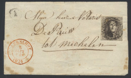 1858 N° 6 10c. Bruin, Goed Gerand, Op Brief Zonder Inhoud Dd. 05 September 1858, Vanuit P.1-Aerschot , Met Postbus A, Ri - 1851-1857 Medallions (6/8)