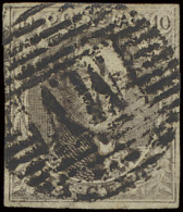 N° 6 10c. Bruin, Ambulant Afstempeling M.V Horizontaal, Volrandig, Zm (COBA €30) - 1851-1857 Medallions (6/8)