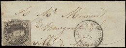 N° 6 10c. Bruin, Volrandig Met 4 Geburen, Afstempeling Sint-Kwintens-Lennik (moeilijk Leesbare Stempel), Met D.30 Afstem - 1851-1857 Medallions (6/8)