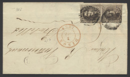 1854 N° 6 10c. Bruin Op Brief, Rechtopstaand Paar, Afstempeling D.34-Dison Met Postbusstempel B In Cirkel Petit-Rechain, - 1851-1857 Médaillons (6/8)