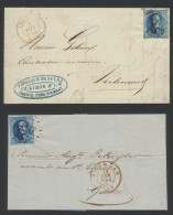 N° 6 10c. Bruin, 11 Exemplaren En 2 Paren, N° 7 20c. Blauw, 11 Exemplaren En 2 Brieven, Alle Met Afstempeling TOURNAY, M - 1851-1857 Medaillons (6/8)