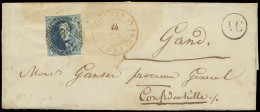 N° 7 20c. Blauw, LSC, Volrandig Met P.167, Chièvres - Attre, Met Postbusstempel AC In Cirkel (Chièvres), Niet Vermeld In - 1851-1857 Medallions (6/8)