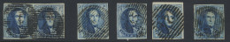 N° 7 20c. Blauw, 4 Exemplaren En 1 Paar Voor De Plaatspecialist, M - 1851-1857 Medaillen (6/8)