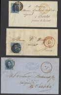 N° 7 20c. Blauw, Brief En Fragment (5 Stuks), P.85, P.14, P.63, P.50, P.105, Zm/m/ntz - 1851-1857 Medaillen (6/8)