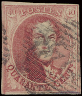 N° 8 40c. Karmijn Met Mooie Kleurnuances, Volrandig, Zm (OBP +€125) - 1851-1857 Médaillons (6/8)