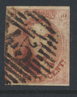 N° 8 40c. Karmijn Met P.45-Gand (14-balkenstempel), Volrandig, Zm (OBP €125) - 1851-1857 Medaillen (6/8)