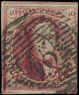 N° 8 40c. Karmijn Met P.45-Gand, Volrandig Met Bovengebuur, Prachtige Kleurvlekken/strepen Op De Zegel En Marge, Zm (OBP - 1851-1857 Medaillen (6/8)