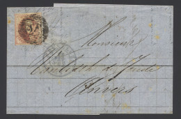 1855 N° 8 40c. Karmijnrood, Brief Van Brussel, Dd. 16 Febr. 1855, Naar Anvers, Volrandig, Zm (OBP €200) - 1851-1857 Medaillen (6/8)