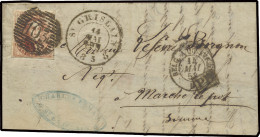 1858 N° 8 40c. Karmijn Op Brief Van P.103-Saint-Ghislain Naar Somme Dd. 14/5/1858, PD In Zwart Kastje, Restant Brief (in - 1851-1857 Medallions (6/8)