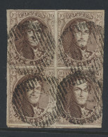 N° 10A 10c. Bruin In Blok Van 4, 1 Zegel Geraakt, M - 1858-1862 Medaillons (9/12)