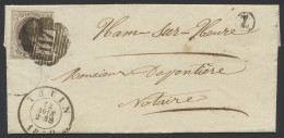 1860 N° 10A 10c. Bruin Op Brief Met Inhoud Dd. 12 Augustus 1860, Vanuit P.117-Thuin, Postbus Z, Lobbes, Naar Ham-sur-Heu - 1858-1862 Médaillons (9/12)