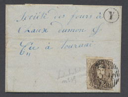 1860 N° 10 10c. Bruin, D.39-Nederbrakel Met Postbusstempel Y In Cirkel (Deftinge) Naar Tournay, Dd. 10/5/1860, Briefaanh - 1858-1862 Medallions (9/12)