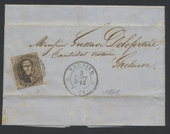1861 N° 10 10c. Bruin Volrandig Op Brief Met Inhoud, Afstempeling D.79-Wervicq, Dd. 5 September 1861, Zm - 1858-1862 Medaillen (9/12)