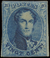 (*) N° 11 20c. Blauw, Korte Randjes, Maar Fris Van Kleur, Gom Niet Origineel, M/ntz (OBP €475) - 1858-1862 Medaillen (9/12)