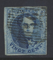 N° 11 20c. Blauw Met D.56-Comblain-au-Pont, Volrandig, Zm (COBA +€25) - 1858-1862 Medaillen (9/12)