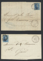 1859 N° 11A + 14 20c. Blauw, P.93-Pepinster, Beide Op Brief Dd. 11 Januari 1859 En 21 Februari '64, Zm - 1858-1862 Medallones (9/12)