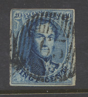 N° 11 20c. Blauw, Volrandig, D.63-Willebroeck, Mooie Centrale Afstempeling, Zm (COBA €25) - 1858-1862 Medallones (9/12)