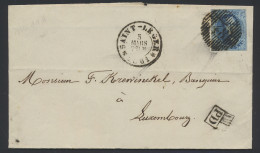 1861 N° 11A 20c. Blauw, Met Afstempeling D.48-Saint-Leger, PD In Kastje, Dd. 5 Mars 1861 Naar Luxembourg, Achterzijde St - 1858-1862 Medaillons (9/12)