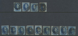 N° 11/11A 20c. Blauw (13 Zegels), Voor De Specialist Plating, M/ntz - 1858-1862 Medaillen (9/12)