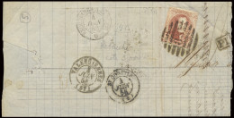 N° 12 40c. Vermiljoen, Volrandig Op Groot Fragment Met V2 Gebarsten Plaat Met P83 Mons 8 Balken, Zm (OBP €650) - 1858-1862 Medallones (9/12)