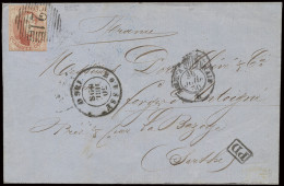 1860 N° 12A 40c. Vermiljoen, Volrandig, Op Brief Met Inhoud, Met Afstempeling P.21-Boussu, PD In Kastje Zwart, Belg. Par - 1858-1862 Medaillen (9/12)