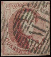 N° 12A 40c. Vermiljoen, Volrandig Met Ambulant MI, Zm (OBP €130 + COBA €100) - 1858-1862 Médaillons (9/12)