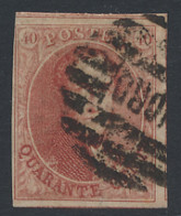 N° 12 40c. Vermiljoen Met 4 Geburen, Volrandig Gest. NORD, Zm - 1858-1862 Medallions (9/12)