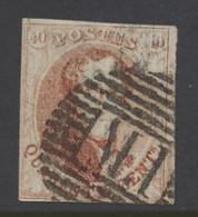 N° 12 40c. Vermiljoen, Volrandig, Ambulante Afstempeling MI, Zm (COBA €100) - 1858-1862 Médaillons (9/12)