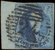 N° 7 Plaat III - Positie 71 - Volrandige Zegel Met Linker Bladboord, P.24-Brussel, Zm - 1851-1857 Medaillen (6/8)