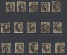 N° 10 10c. Bruin Plaat I - 15 Volrandige En Geplate Zegels, Zm - 1858-1862 Medallones (9/12)