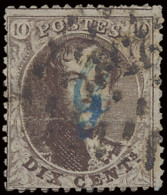 N° 14 Plaat III - Positie 60 - Tanding 14 ½ - Guillochin Opdruk In Blauw (horizontale Plooi), Zm - 1863-1864 Medallones (13/16)