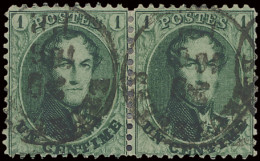 N° 13 1c. Groen In Paar, Tanding 12 1/2, Zm (OBP €200) - 1863-1864 Medaglioni (13/16)