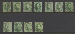 N° 13 1c. Groen, 11 Exemplaren Met Verschillende Tandingen En Met D.C.a En E.C. (meestal Tournay), Kwaliteit Na Te Kijke - 1863-1864 Medaillen (13/16)