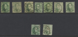 N° 13 1c. Geelgroen, Meerdere Tandingen, 9 Exemplaren, Zm/m/ntz - 1863-1864 Medaillons (13/16)