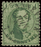 N° 13A 1c. Groen, Tanding 12 1/2 X 13 1/2, D.C.a Annevoie, Zeer Mooie Centrale Stempel, Zm (OBP +€40) - 1863-1864 Médaillons (13/16)