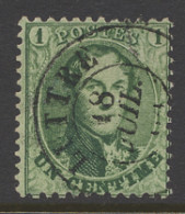 N° 13A 1c. Groen, Tanding 12 1/2 X 13 1/2 D.C.a Luttre, Zm (OBP +€40) - 1863-1864 Medaillons (13/16)