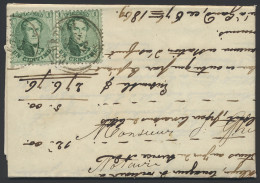 1869 N° 13 1c. Groen In Paar Op Document Successie Document Op Datum 8/2/1869 Te Gand, Zm - 1863-1864 Medaillen (13/16)