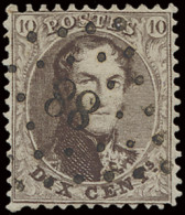 N° 14 10c. Bruin Met Puntstempel 88 Court-St.-Etienne, Zm (COBA +€30) - 1863-1864 Medallones (13/16)